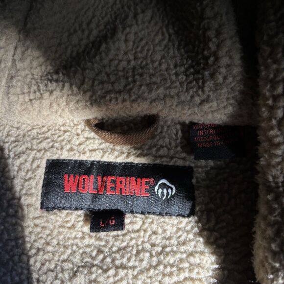 Wolverine Sherpa Lined Canvas Jacket Men’s L Full Zip Hooded Workwear - Picture 3 of 10